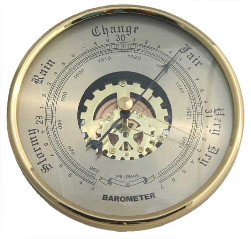 90mm Barometer Gold - Click Image to Close