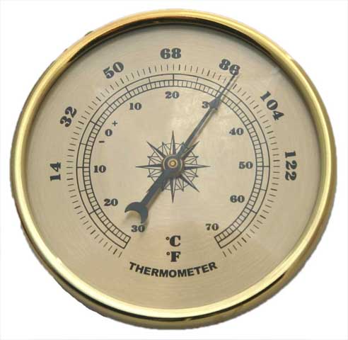 90mm Thermometer Gold - Click Image to Close